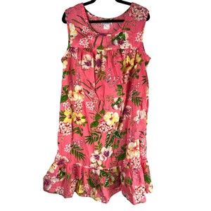 vintage Anthony Richards Cotton House Dress Floral Hawaiian muumuu Pink
